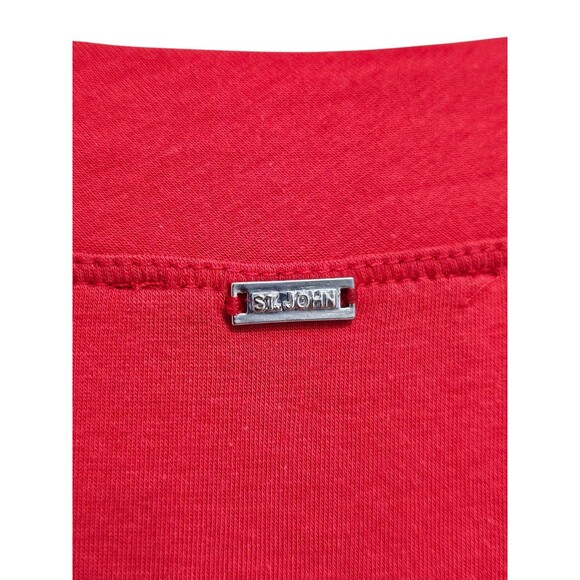 St. John Top Shirt Womens M Red T-Shirt Rhinestones Embellished Short Sleeve - Picture 6 of 16